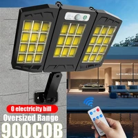 6000w 900cob led solar street lights outdoor 4 head motion sensor 270 angle wide lighting waterproof remote control wall lamp