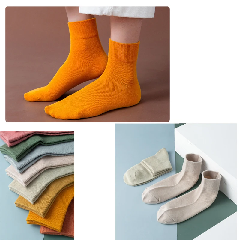 Ladies High Quality Cotton Socks Pure Color Simple Fashion Style Spring And Summer Breathable Comfortable Socks NEW Collocation