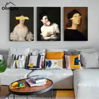 Классическая Женская жевательная резинка, Картина на холсте, винтажная портретная Настенная картина для гостиной, украшение для дома, плакат