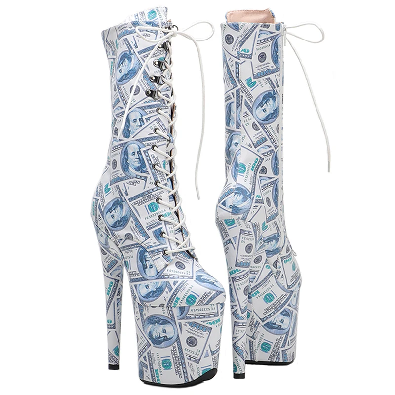 Leecabe 20CM/8Inch PU upper  lady fashion  boots   for  party  Platform  High Heels Pole Dance boot