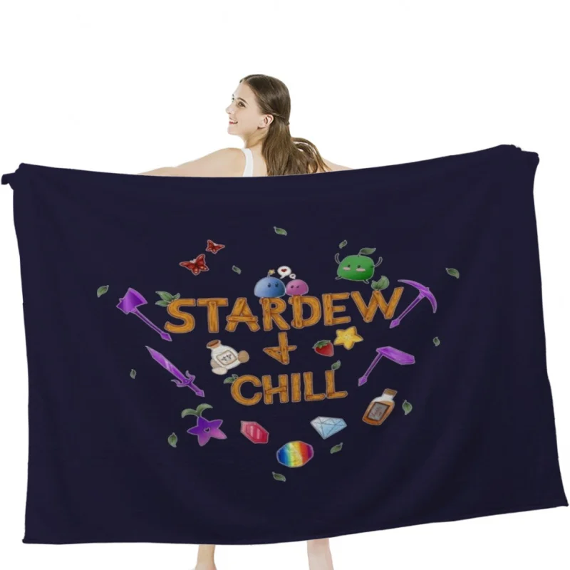 

Stardew and Chill Throw Blankets Soft Velvet Blanket Camping Bedding Blanket Cold Cinema or Travel