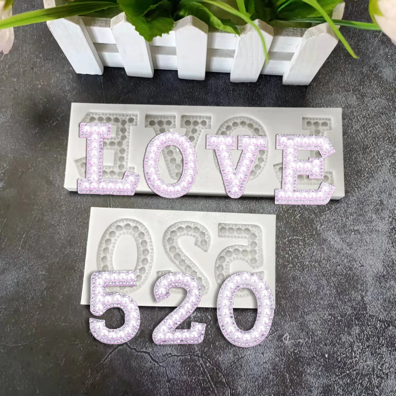 

Valentine's Day Silicone Mold LOVE Letter 520 Digital Chocolate Silicone Mold Cake Decoration Baking Mold Fondant