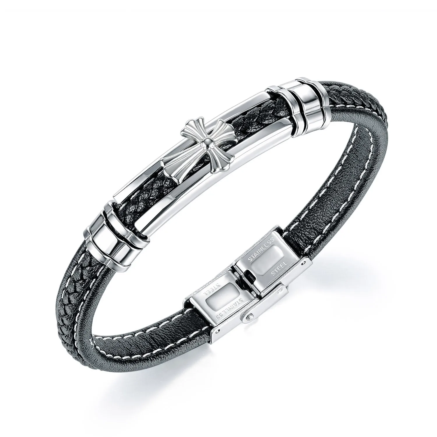 

Retro Hip Hop Street Cross Accessories Minimalist Fashion Men's Leather Bracelets