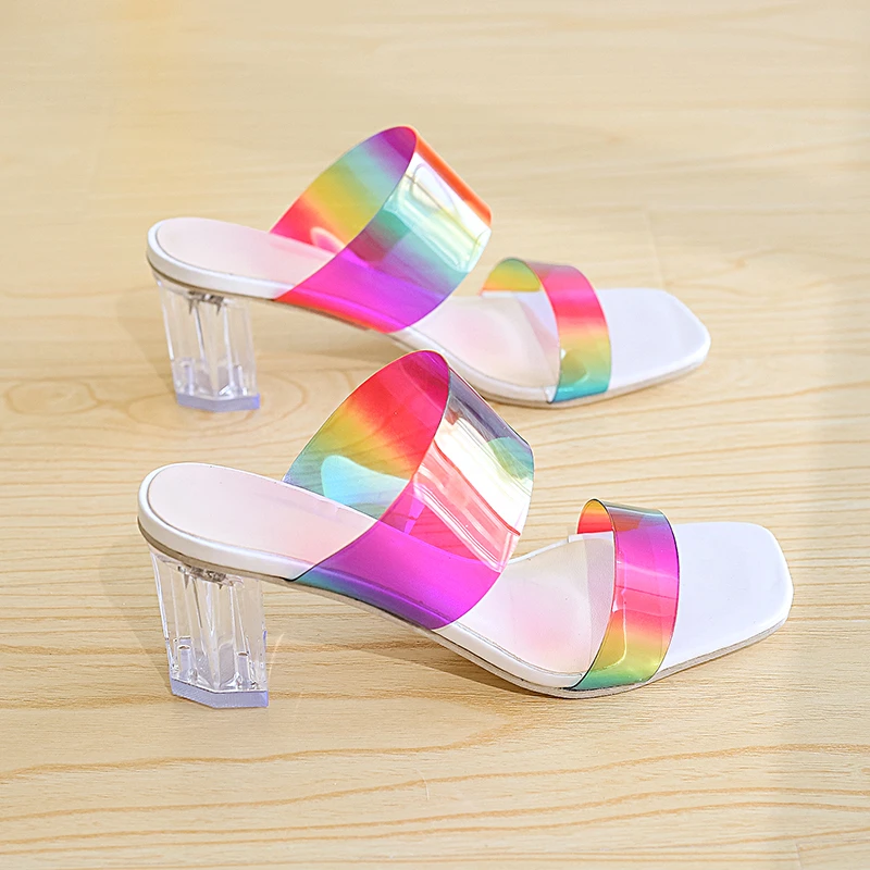 

Transparent Weird High Heel Sandals Women's Summer 2022 Plus Size Braided Women's Slippers Fashion Colored Open Toe Sandals 43