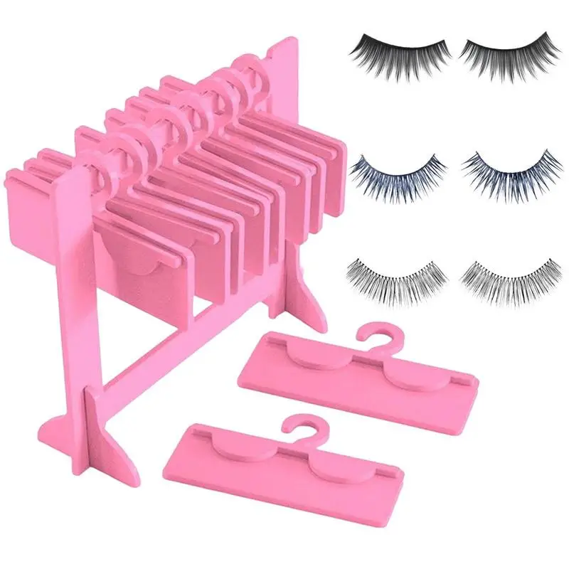Storage Rack For False Eyelash Portable Eyelash Acrylic 10 Hanger Rack Eyelash Extensions Display Organizer Makeup Accessories