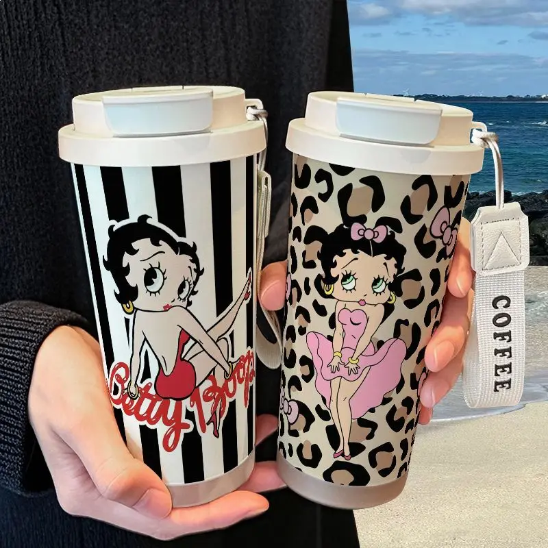 Фото Термос-кружка Kawaii Betty Boop с изображением, из нержавеющей стали 316, большой емкости, с соломинкой, для воды, автомобильная, для кофе, праздничный подарок №4