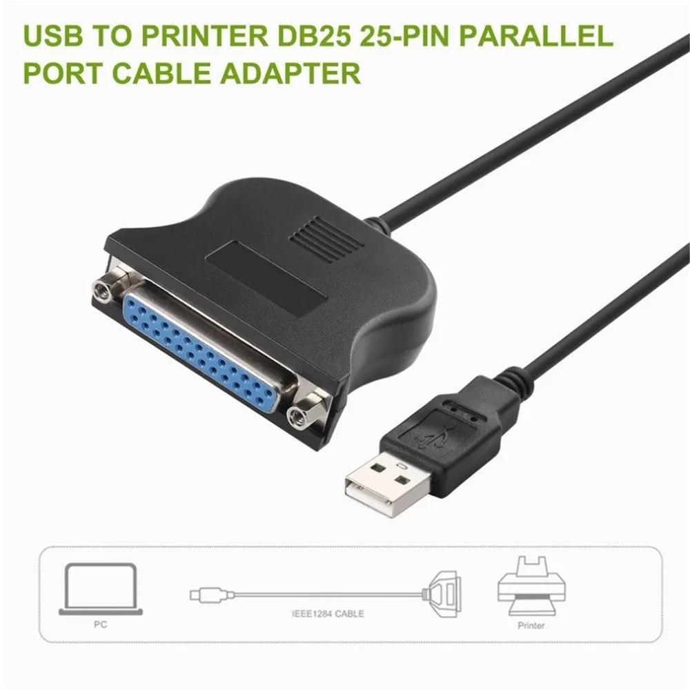 Фото 2025 Горячий USB на 25-контактный параллельный кабель принтера DB25, адаптер, шнур-конвертер, черный двунаправленный параллельный интерфейс, связь №5