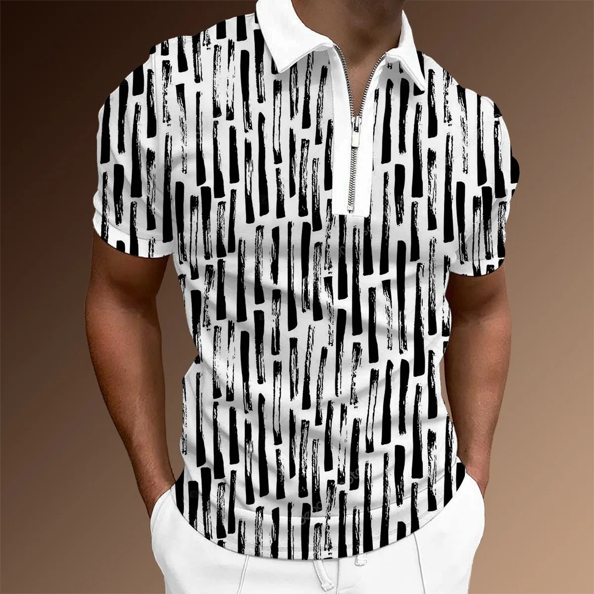 

European and American Men's Golf Short-sleeved Summer Polo Shirt Quick-drying Sweat-absorbing Trend 3D Printing T-shirt