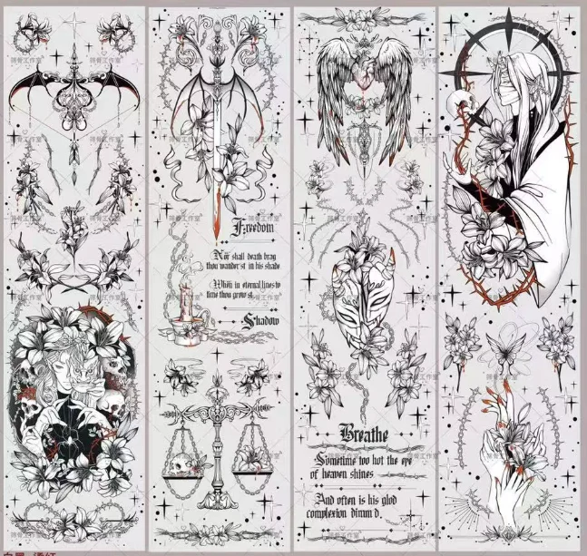 

Dark Wind Sword/hand/flower Shiny PET Tape Decorative Stickers Collage Diy Card Scrapbooking