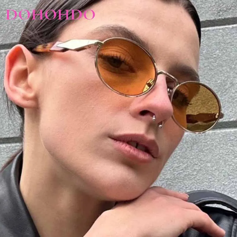 DOHOHDO маленькие овальные металлические солнцезащитные очки женские 2024 элитный