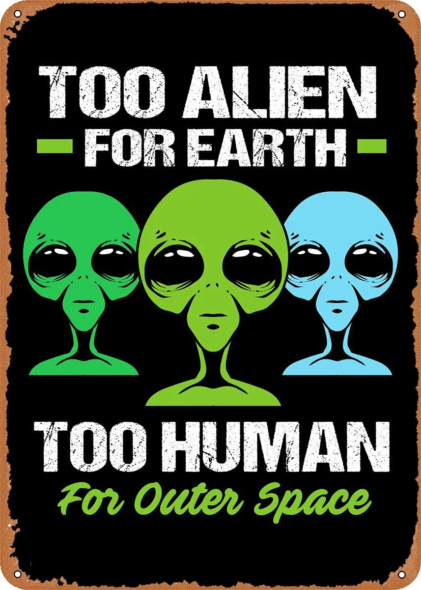 

Alien Metal Tin Sign Retro Wall Decor Vintage Art Print Poste Great Gift for Space Fans 8 x 12 inch