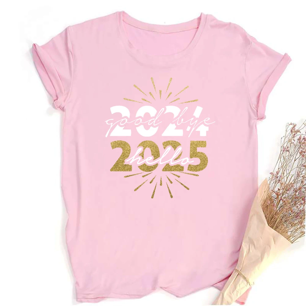 Новая женская футболка с принтом С Новым годом повседневная коротким рукавом 2025