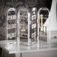 clear holes acrylic earrings studs display rack folding table screen earring necklace jewelry display holder storage for stud