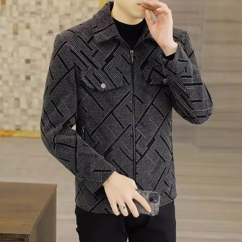 Осенне-зимние мужские шерстяные куртки приталенный повседневный деловой Тренч
