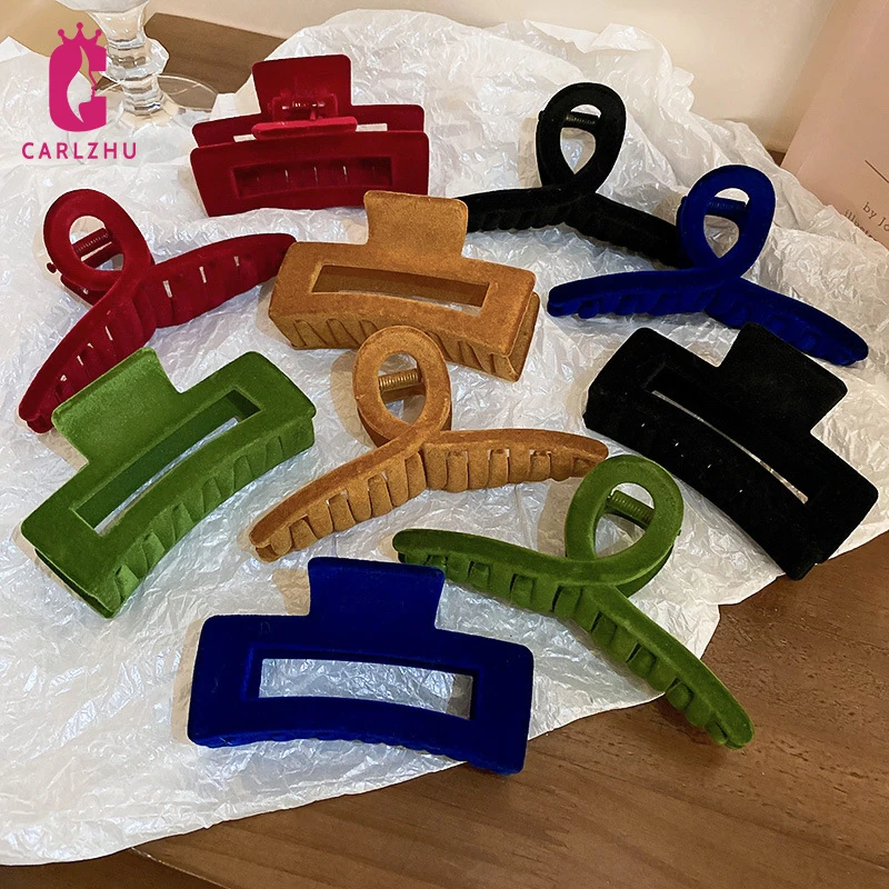 

Женские бархатные акриловые заколки для волос, зимние заколки-крабы большого размера, модные украшения, аксессуары для волос