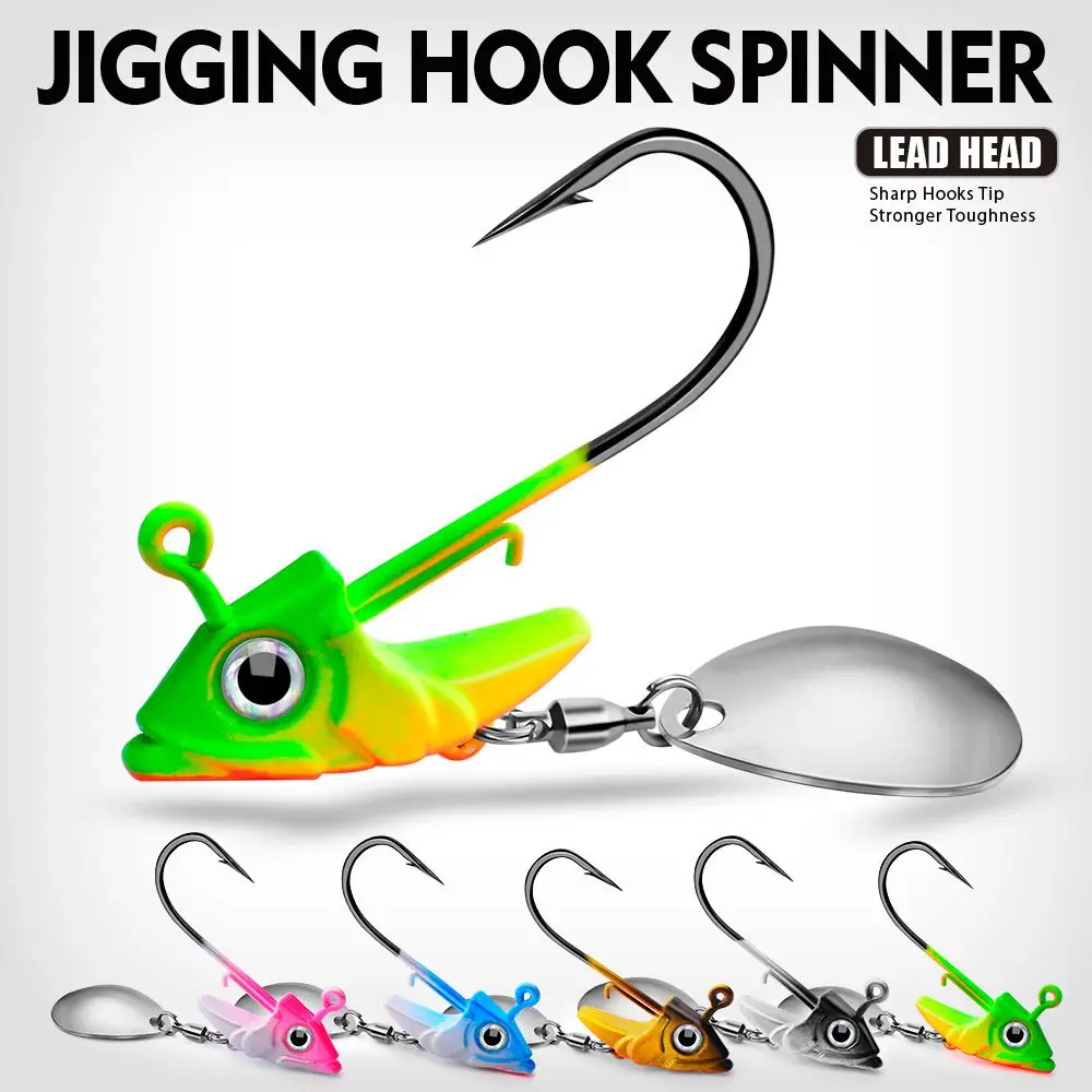 

1Pcs 7.5g 10.5g 15g Jigging Head Hook With Rotation Spinner Spoon Metal Jigs Fishing Hooks Soft Lure Worm Hook Fishing Tackle