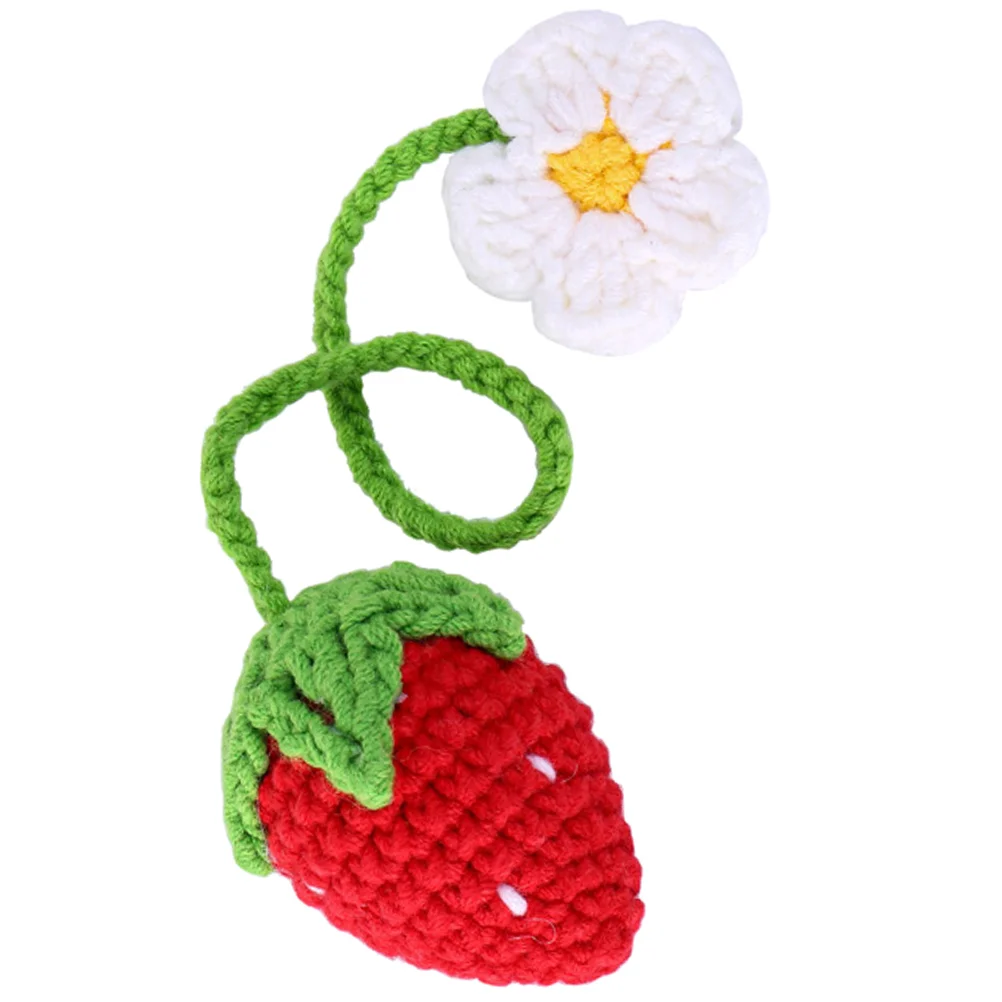 

Car Rearview Mirror Pendant Crochet Flower Strawberry Auto Interior Hanging Decor