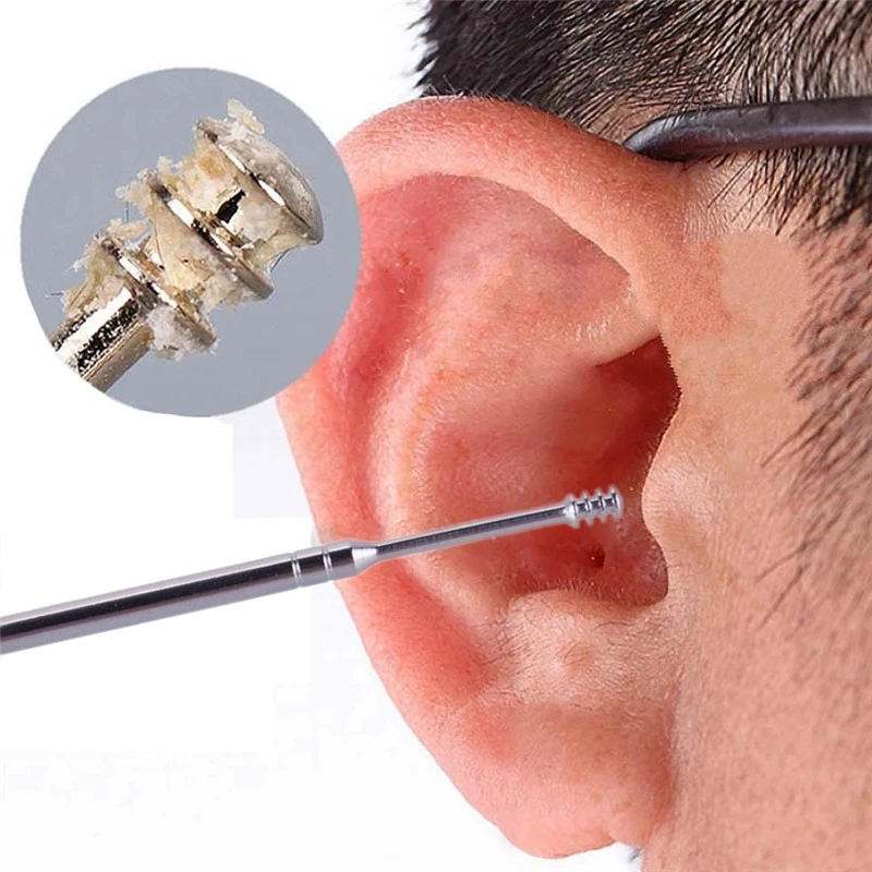 

Hot Sale 6 Pcs/set Earpick Stainless Steel Ear Cleaner Spoons Ear Wax Remover Ear Clean Tools Curette Health Care Tools