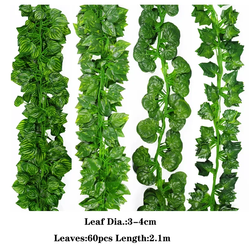 

2022Artificial Plants Fake Ivy Vines Silk Green Artificial Leaves Liana For Decoration Wedding Party Home Decor Wall Hanging