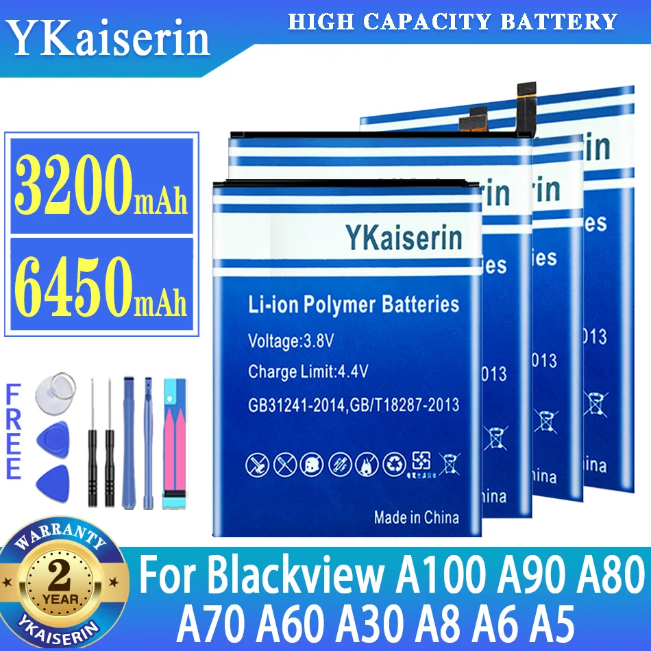 Аккумулятор ykaisin для Blackview A5, A6, A8, A30, A60, A70, A80, A90, A100, Li426483PUJLY, Li426587HTT, DK019, аккумулятор + Бесплатные инструменты