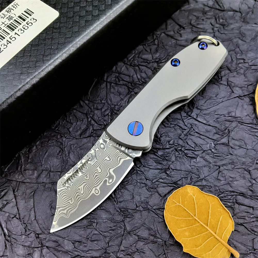 

Damascus Steel Mini Pocket Folding Knife Tanto Blade Titanium Alloy Handle High Quality EDC Knives Outdoor Camping Survival Tool