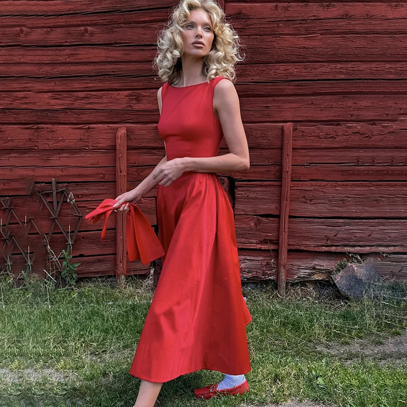 CUTENOVA Летняя Облегающая Майка Эластичный Пуловер Свитер С Круглым Вырезом Платье