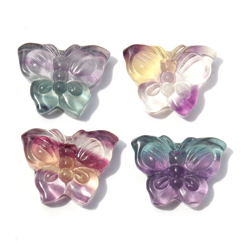

Free Shipping !!! 10 / 20 / 30 Pcs Natural Rainbow Fluorite Crystal Butterfly