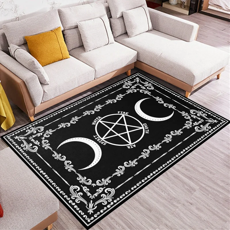 

Black Witch Sun Moon Divination Carpets for Living Room Large Home Floor Mat Rugs Room Decor Tapetes Room Decoration Teenager