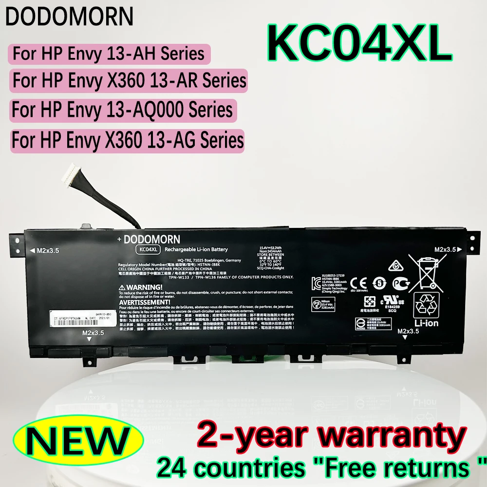 

DODOMORN KC04XL Laptop Battery For HP Envy 13-AH X360 13-AR 13-AQ000 X360 13-AG Series HSTNN-DB8P HSTNN-IB8K L08544-2B1 Batterie