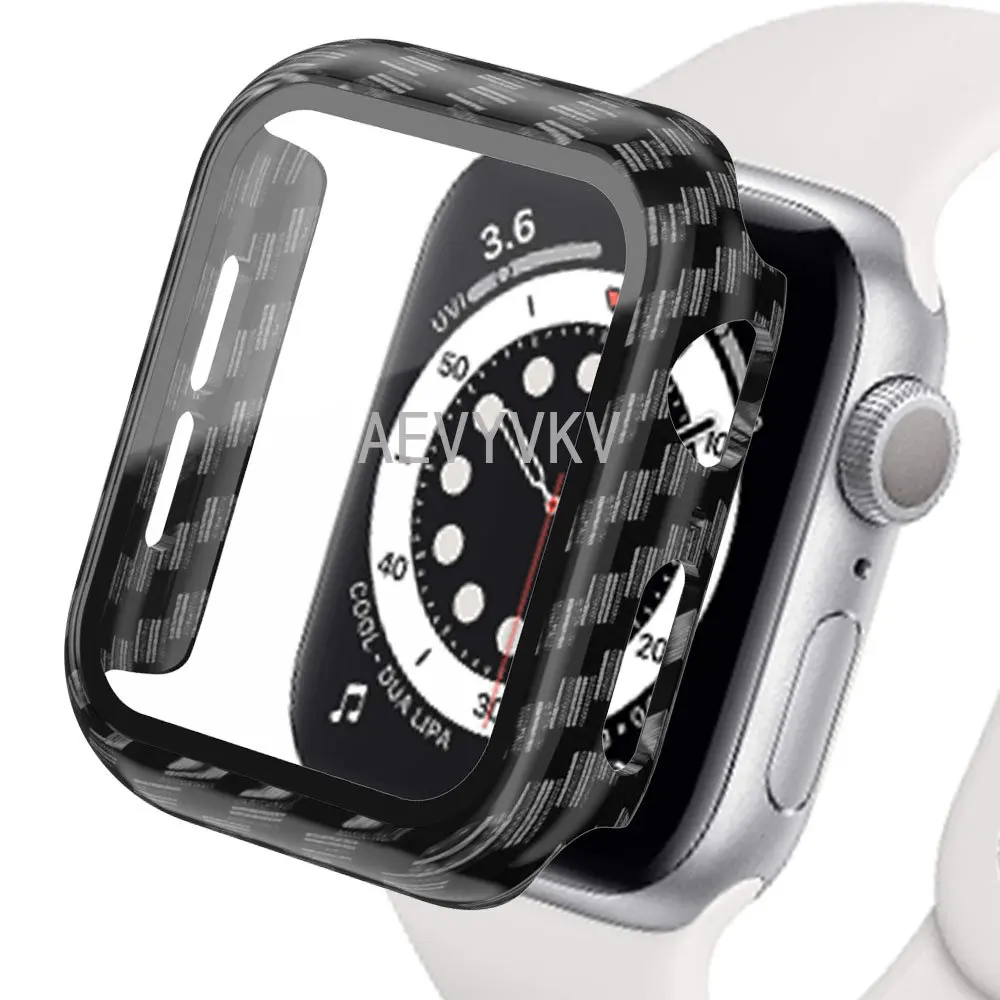100Pcs PC+Glass Case for Apple Watch Clear Screen Protector for iWatch 8 7 6 5 4 38 40MM 41MM 42 44 45MM Watch Cover Case