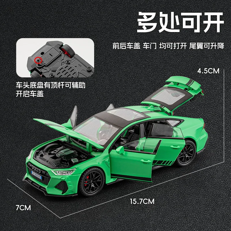 Модель спортивного автомобиля из сплава 1: 32 Audi RS7 со звуком искусственными