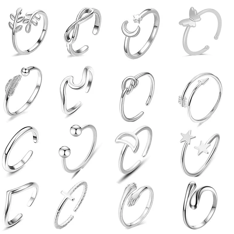 Open Adjustable Rings for Women Dainty Stacking Rings Knot Arrow Wave Thumb Knuckle Rings Set