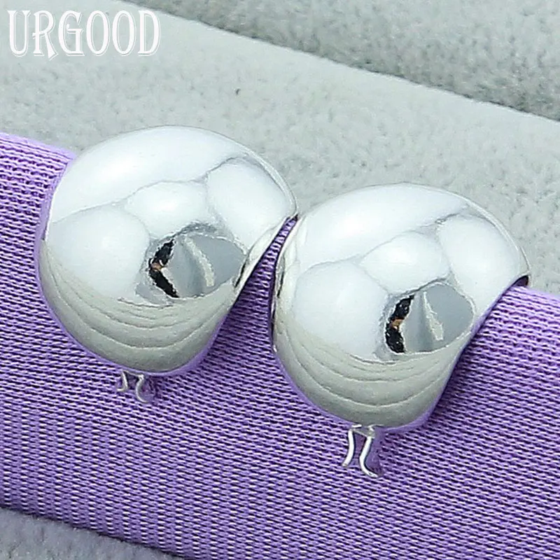 

925 Sterling Silver Smooth Egg Shape Earring Clip For Women Party Engagement Wedding Fashion Jewelry Gift