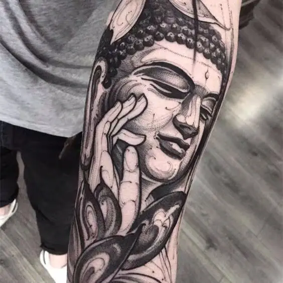 

Lotus Buddha Tattoo Stickers Waterproof Fake Tattoo for Woman Man Goth Punk Clavicle Arm Lasting Temporary Tattoo Art Tattoo