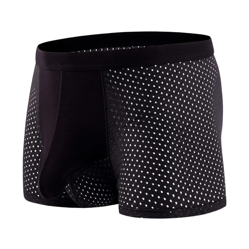 

Men's Ice Silk Boxer Panties Bulge Pouch Boxers Trunks Beach Board Shorts Mesh Breathable Soft Underwear Underpants Slip Homme