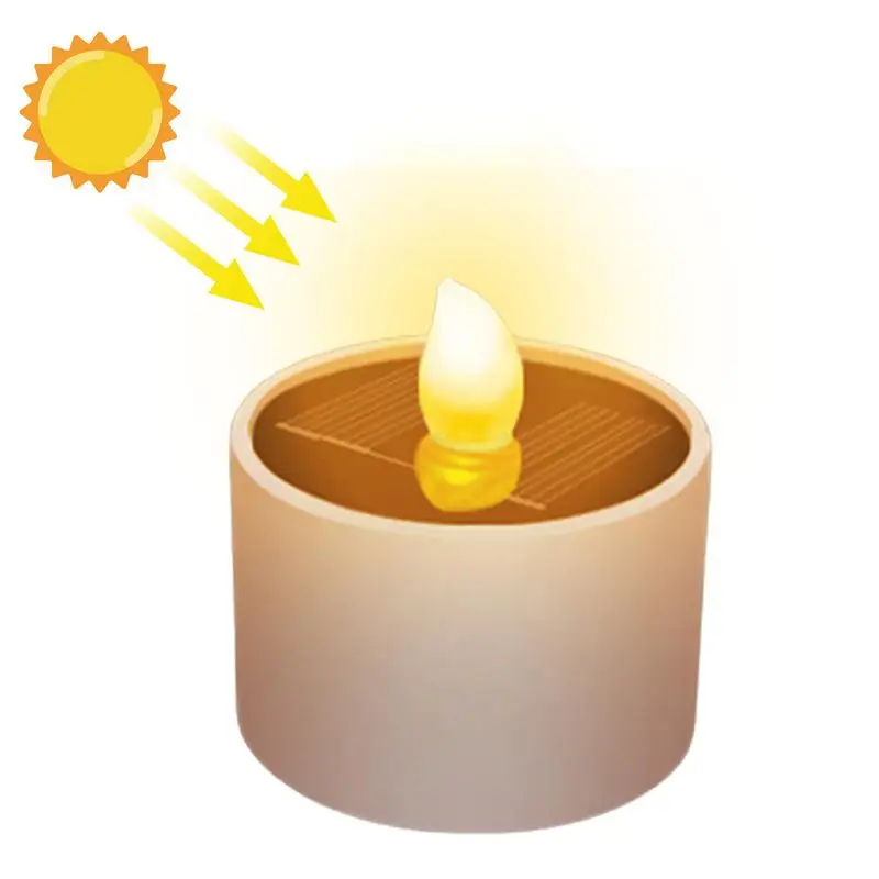 

Solar Candles Flameless Waterproof Warm Light Bulb Electric Fake Candle Realistic LED Tea Light For Outdoor Garden Home Decor