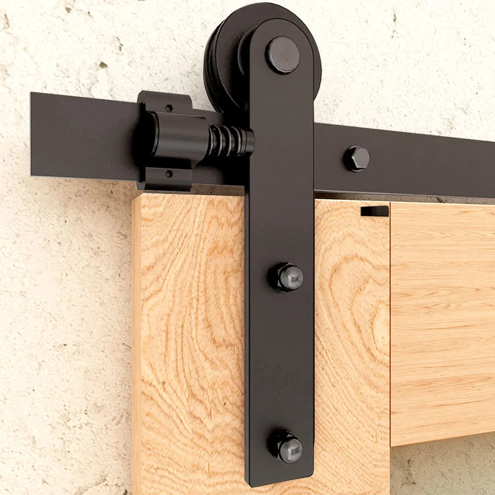 

CCJH Sliding Barn Door Hardware Kit Smoothly & Silently Easy to Install Single Door Panel I Type Roller Hanger Carbon Steel
