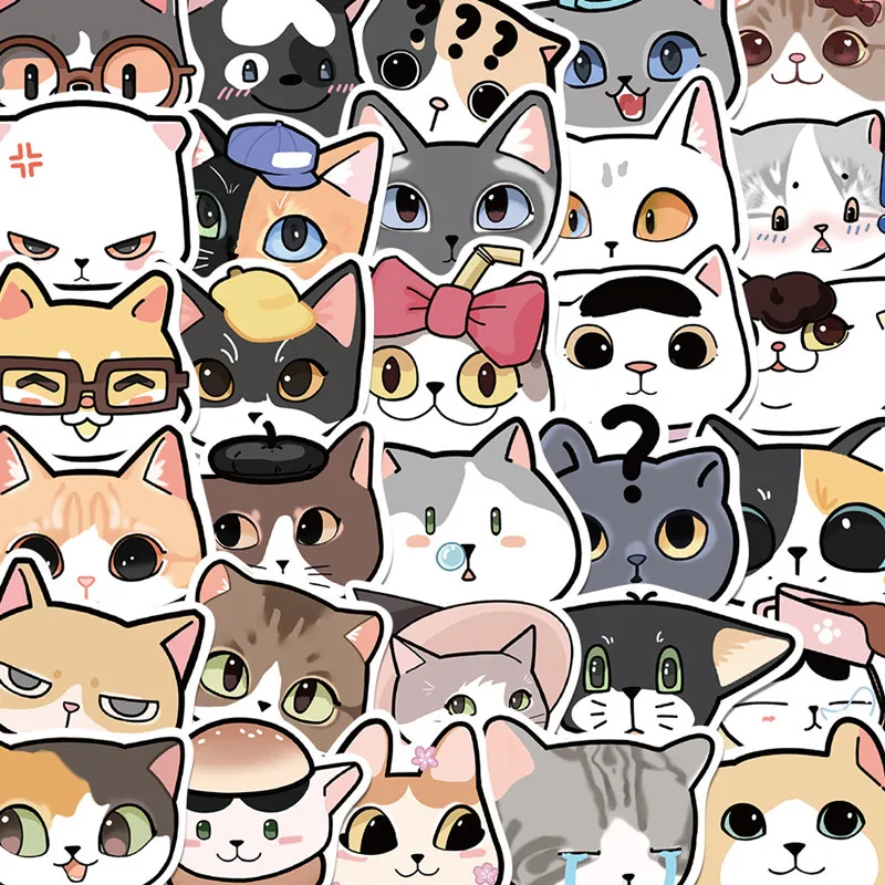 

10/40Pcs Cute Cat Cartoon Animal Stickers For DIY Laptop Phone Luggage Skateboard Graffiti Guitar Fridge Decor Waterproof