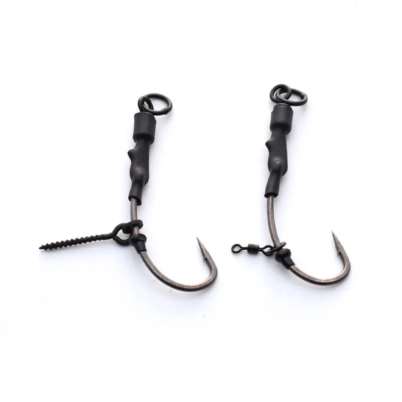 

4PCS Carp Rig Coated Barbed Carp Fishing Hook Ready Tied Ronnie Rig Hook Links