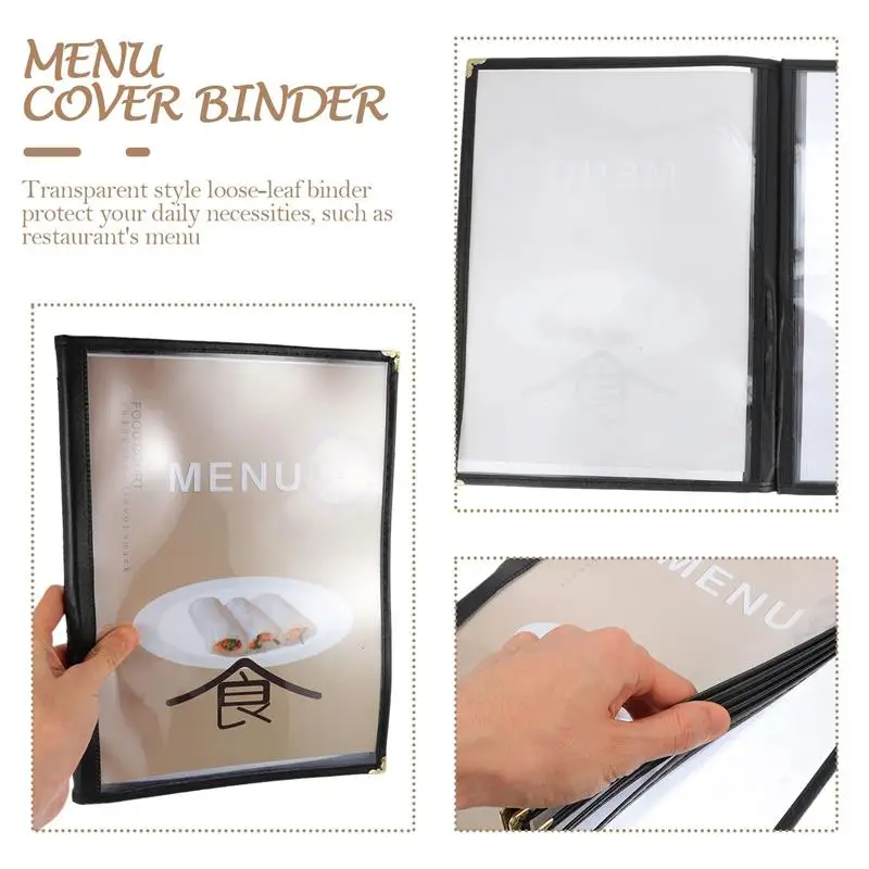 

1Pc Transparent Menu Cover PVC Binder Cover Durable Looseleaf Menu Folder