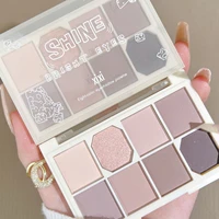 makeup gray tone powder purple eight color eyeshadow palette daily nude makeup pearlescent matte earth color eyeshadow