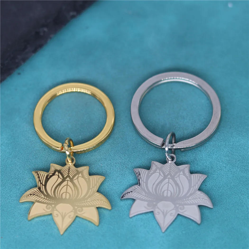 

Элегантный брелок в виде лотоса из нержавеющей стали для мужчин и женщин, ювелирные изделия для йоги, рождественские подарки