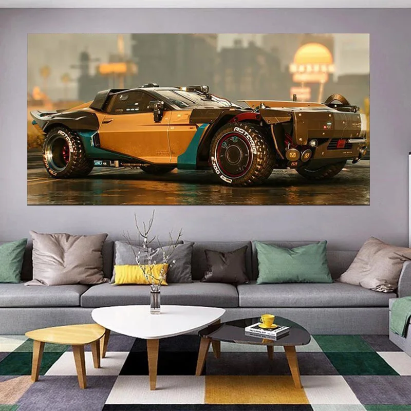

Future Sci-Fi Punk Style Steam City Sport Car Posters Prints Wall Art Canvas Paintings for Living Room Bedroom Decor Picture