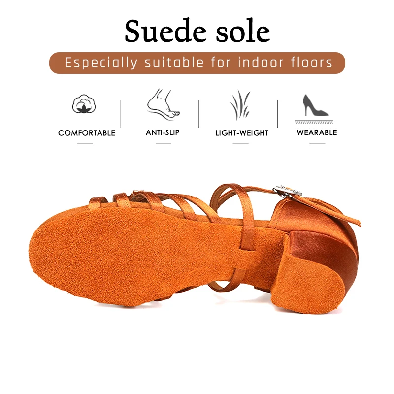 HIPPOSEUS High Quality Silk New Arrival Wholesale Girls Children/Child/Kids Ballroom Tango Salsa Latin Dance Shoes Low Heel