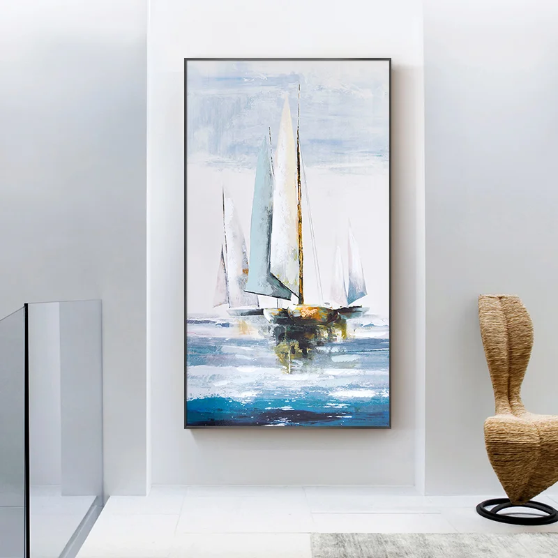 

Hand-painted Abstract Oil Painting Porch Decoration Painting Modern Corridor Hanging Painting Seascape Feng Shui Painting