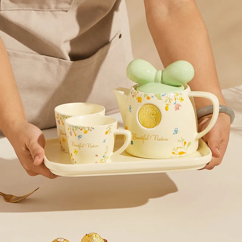 

Чайник для приготовления чая из керамики INS, домашняя креативная нашивка, маленький свежий цветочный чайник кунг-фу, милый и термостойкий
