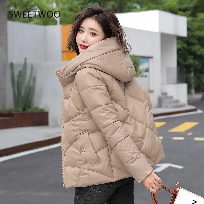 Parkas Mujer Women Fashion 2022 Winter Women Harajuku Jacket Warm Hooded Cotton Parkas White Coat Ladies Jacket Female Outwear