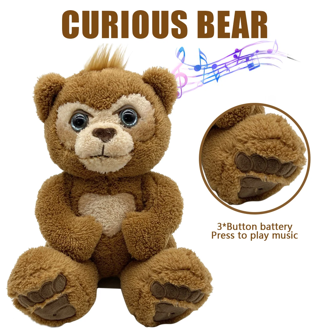 

25 см милый любопытный медведь, игрушки для детей, любопытный медведь, детская игрушка, заряженный медведь, милый медведь, подарки, игрушки дл...