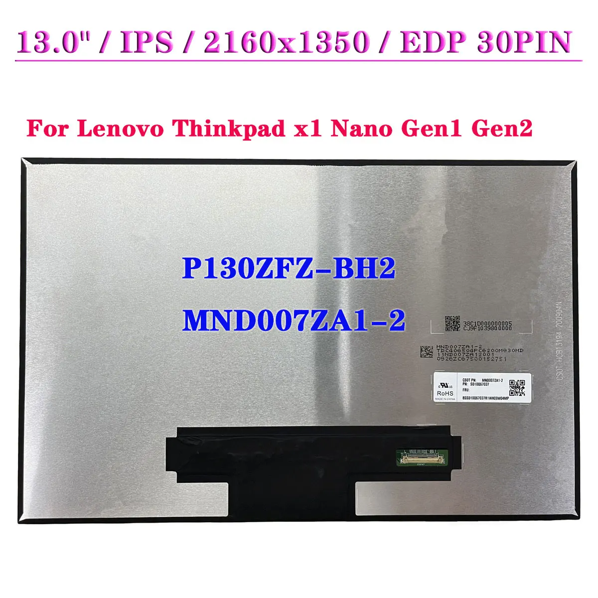 13 0-дюймовая панель дисплея P130ZFZ-BH2 MND007ZA1-2 для Lenovo Thinkpad x1 Nano Gen1 Gen2 EDP 30Pin 2160x1350 IPS