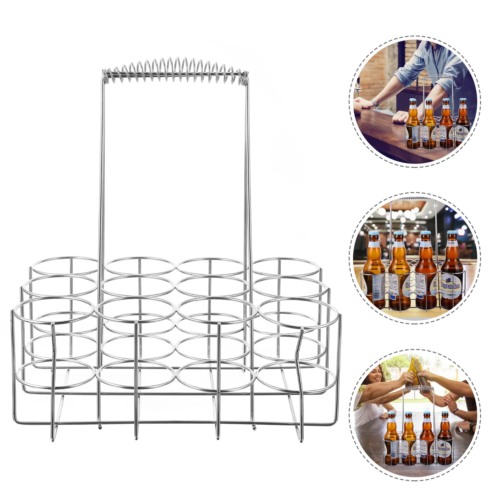 

Bottle Carrier Beer Holder Rack Basket Metal Storage Drink Organizer Beverage Crate Water Holding Can Shelf Bottles Stand